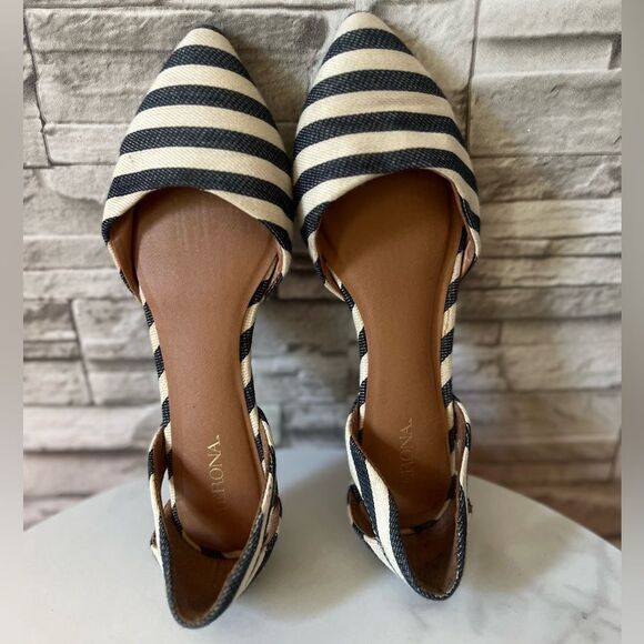 Merona || Striped Pointed Toe Loafer Flats - Picture 1 of 7